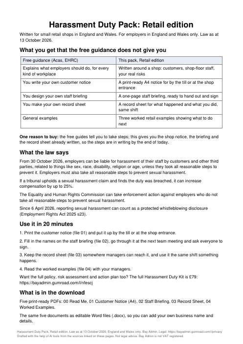 Sample page: page 1 of the Read Me file in the retail pack