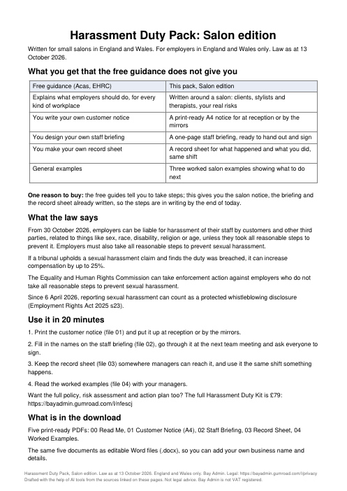 Sample page: page 1 of the Read Me file in the salon pack